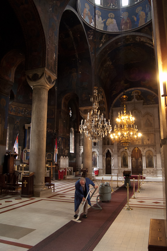 Cleaning the church